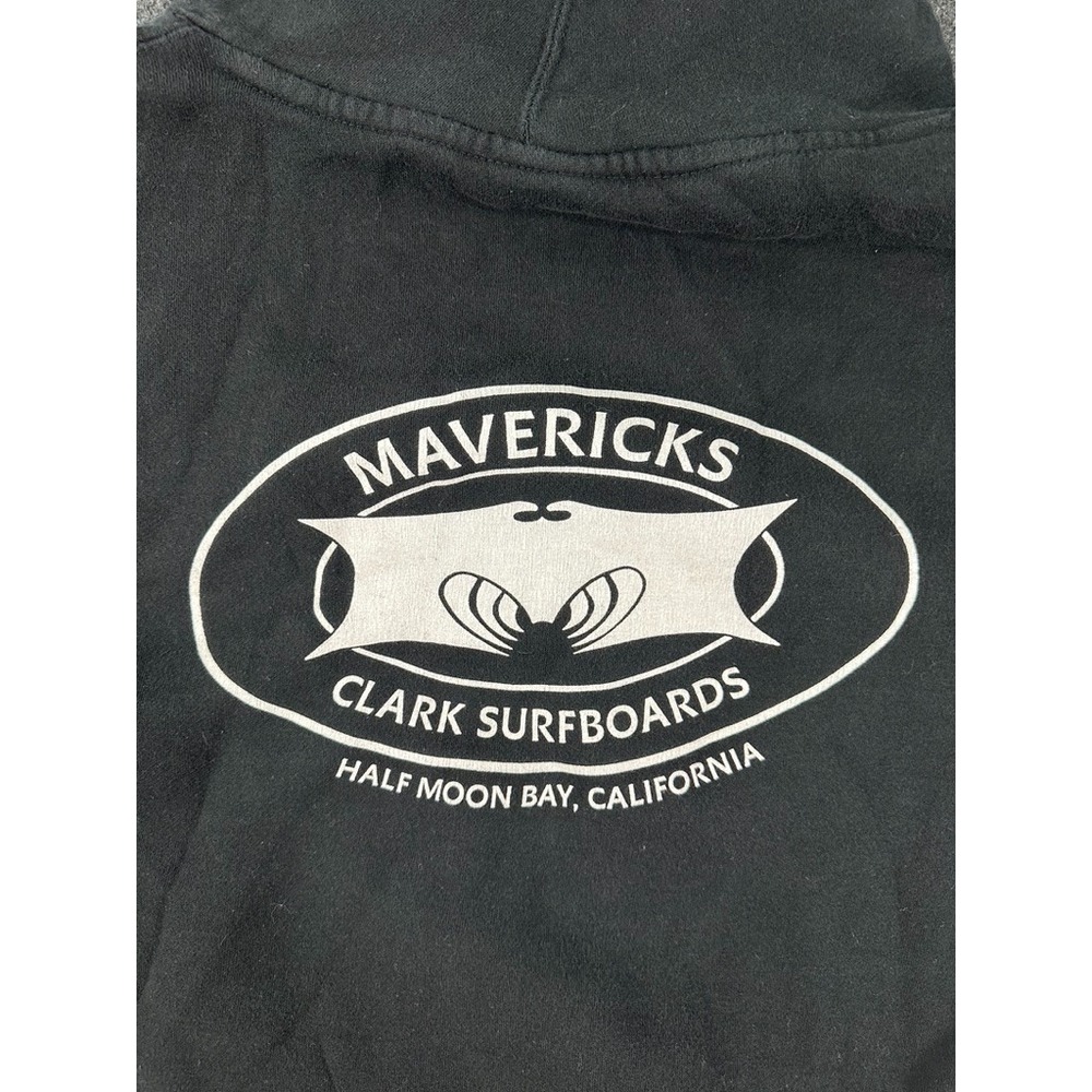 Mavericks Clark Surfboards Black Graphic logo pull over hoodie Mens Size 3XL